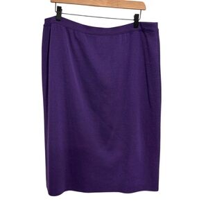 Lucia Wool Blend Knit Purple Pencil Women's Skirt Back Slit
